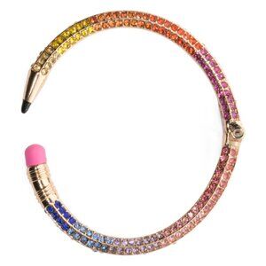 NEW BETSEY JOHNSON Rainbow Crystal Pencil Bangle Bracelet 725 2m1